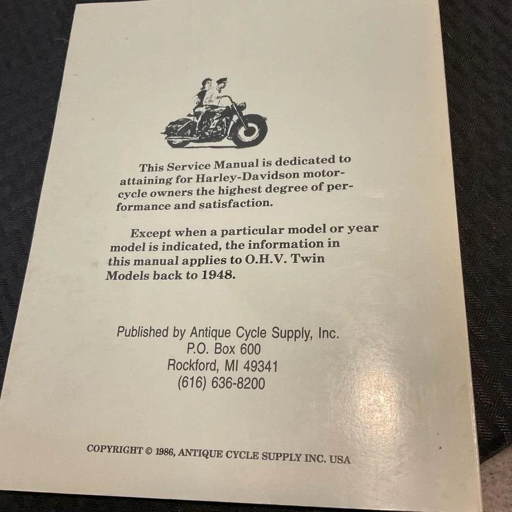 Vintage Panhead Service Manual 1948-1957 Rigid Antique Cycle Supply Motorcycle